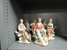 Six Italian figure studies by Cappodimonte Principe