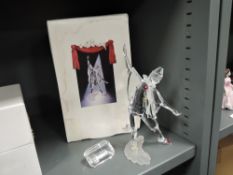 A crystal glass Swarovski figure study of Pierrot with box
