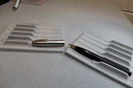 A Sheaffer Imperial II Deluxe Touchdown model plunger fill fountain pen in black with brushed