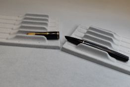 A Parker 17 Lady vacuum fill fountain pen in black with single narrow band to cap. Approx 11.8cm