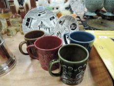 Four Sylvac mugs and A mid century Homemaker plate and saucer.