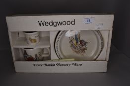 A Wedgwood childs dinner set by Peter Rabbit as new