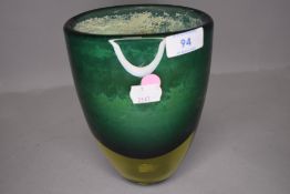 A Swedish art glass vase by Lindshammar