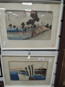 Two original early 20th century screen prints after Japanese artist Kanazawa Hakkei