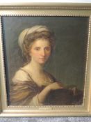An oil painting, style of Angelica Kaufmann, portrait study, 19th century, indistinctly signed, 62 x