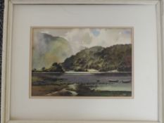 A watercolour, E J W Prior, Lakes landscape, signed, 18 x 25cm, plus frame