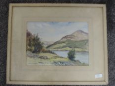 A watercolour, Alec C Quayle, West Baldwin, lake scene, signed, 24 x 34, plus frame and glazed