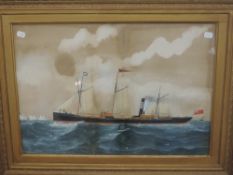 A watercolour, R Chappell, Allerwash Steam ship, signed, 42 x 61cm, plus frame and glazed