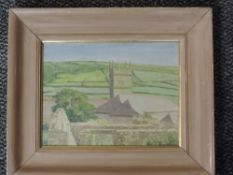 An oil painting on board, Tom Espley, Zennor Church, signed and dated 1981 and attributed and
