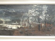 An oil painting, Judith Da Fand, impresionist landscape, 28 x 84cm, plus frame
