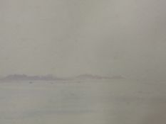 A watercolour, Tom Dearden, coastal landscape, signed and dated 1983, 25 x 43cm, plus frame and