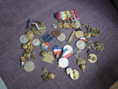 A collection of Militaria including WW2 Medals on bar, 39-45 Star, Atlantic Star, Pacific Star,