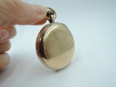 A 9ct rose gold Hunter top wound pocket watch by Russells Ltd having Roman numeral dial with