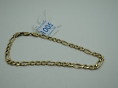 A yellow metal figaro chain bracelet stamped 585 with a yellow metal clasp stamped 375, approx 10.