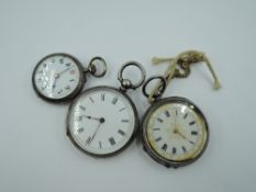 Three small continental silver pocket watches of traditional design