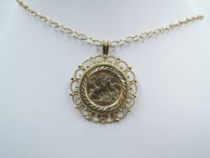 A 9ct gold pendant depicting St George and the dragon on a 9ct gold belcher chain, approx 20' & 6g