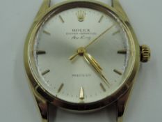 A gent's 1960's 9ct gold Rolex Oyster Perpetual Air King wrist watch no:5500, having baton numeral