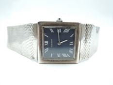 A gent's 1970's silver dress watch by Tissot having Roman numeral dial to square blue face with