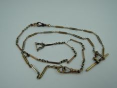 Two yellow metal fancy link watch chains, both stamped 375, one AF, approx 17.5g