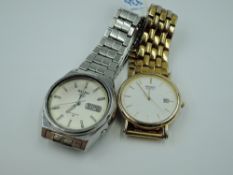 A gent's Seiko 5 automatic wrist watch no: 6309-9070 having baton numeral dial with day date to