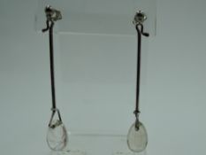 A pair of white metal stud earrings thought to be designed by Vivienna Torun Bulow-Hube for Georg