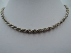 An HM silver rope chain, approx 18' & 10g