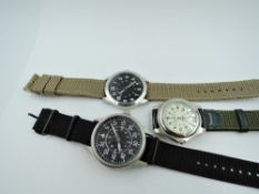 Three military style wrist watches including Atlas Edition, FL22882, Eaglemoss and Ricardo, all in