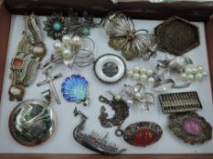 A small selection of white metal jewellery, most stamped silver including filigree, Indian abacus