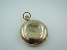 A yellow metal top wound hunter pocket watch by Elgin no:6034620 having Roman numeral dial with