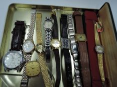 Ten fashion wrist watches including Camy dress watch, Raymond Weil, Seiko and copies Omega, Gucci