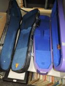 Two violin cases including wooden