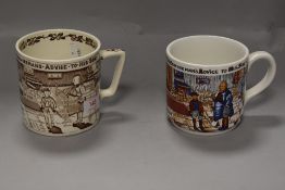 Two novelty mugs including Crown Devon Fieldings Yorkshiremans advice