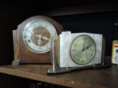 Two art deco design mantle clocks including Metamec and Enfield