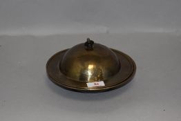 An arts and crafts style pewter muffin dish or lidded bowl