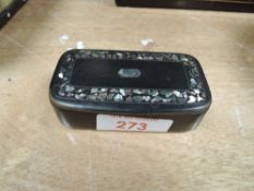 A mother of pearl inlaid Victorian snuff box.AF
