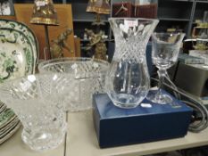 A selection of crystal including Whitefriars Silver jubilee commemorative glass with box and Bohemia