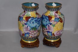 A pair of large Chinese cloisonne vase having a mille fiore design