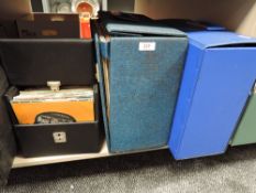 Two cases containing a selection of vinyl LP records of popular interest and easy listening also