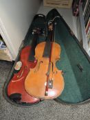 Two vintage Violins, one labelled J G Murdoch, The Maidstone, another labelled Maidstone in some