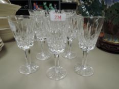 A set of six Waterford crystal 'Lismore'Sherry glasses.