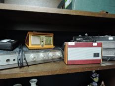 A selection of radios and similar including Estyma clock radio and Roberts
