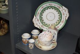 A selection of 18th century hand painted porcelain including a tea caddy
