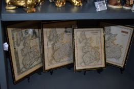 Four vintage map prints of Lancashire and Morecambe bay