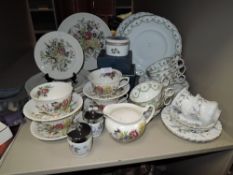 A variety of ceramics including Royal Worcester trinket pot,Royal Albert Brigadoon cups,saucers
