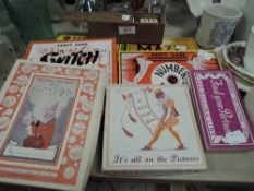 A selection of vintage childrens games and a set of bone and ebony dominoes