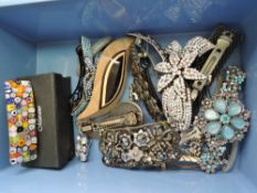 A selection of hair clips including wood, enamelled and Murano glass etc