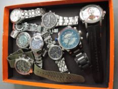 A selection of gent's fashion wrist watches including Zeitner, Lorus, Josmar etc
