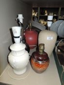 A selection of mid century styled lamp bases including Crown Devon