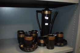 A mid century style coffee service by Potmeirion in the Greek key design