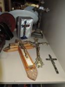A selection of religious and Catholic crucifix of Jesus including brass and spelter